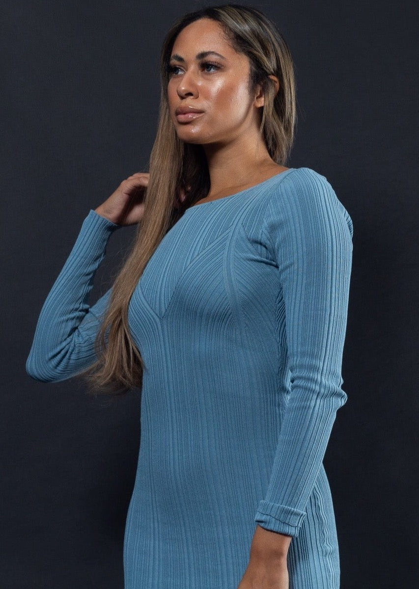 knee length dresses for ladies Plus Size Ribbed Long Sleeve Mock neck Mini Bodycon Dress – Wholesale  Capella Apparel