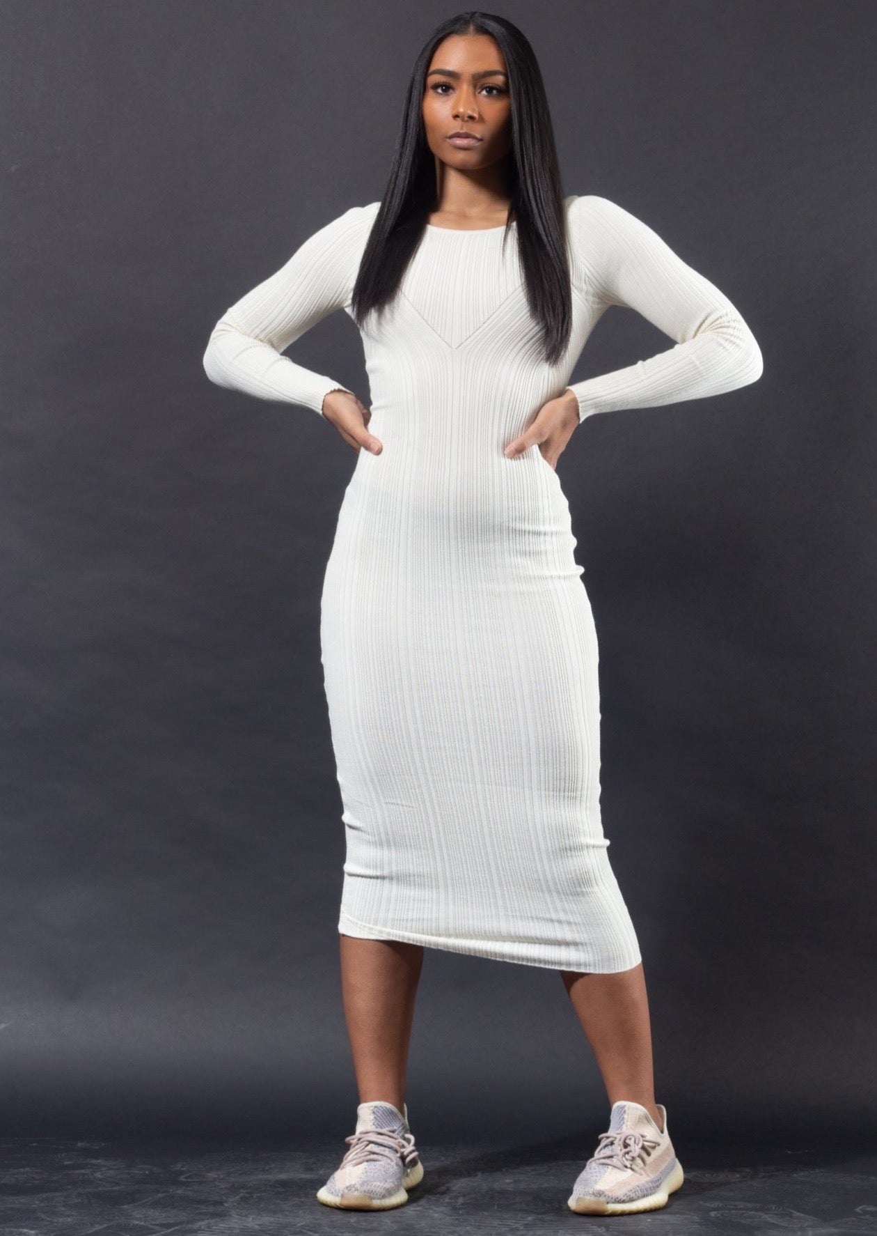 Ribbed Long Sleeve Dress